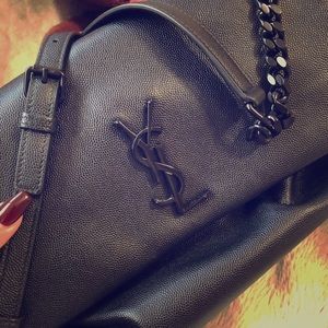 Saint Laurent YSL Monogram Grain de Poudre Purse